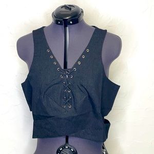 LuLuMari Black Vest/Crop Top NWT!